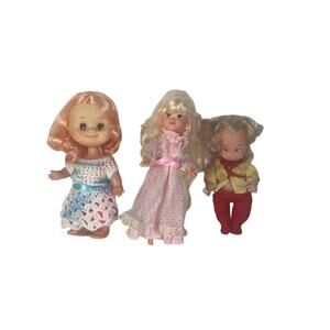 Lot of 3 Small Dolls Blonde Rubber Face